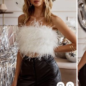 Chanel White Faux Feather Top